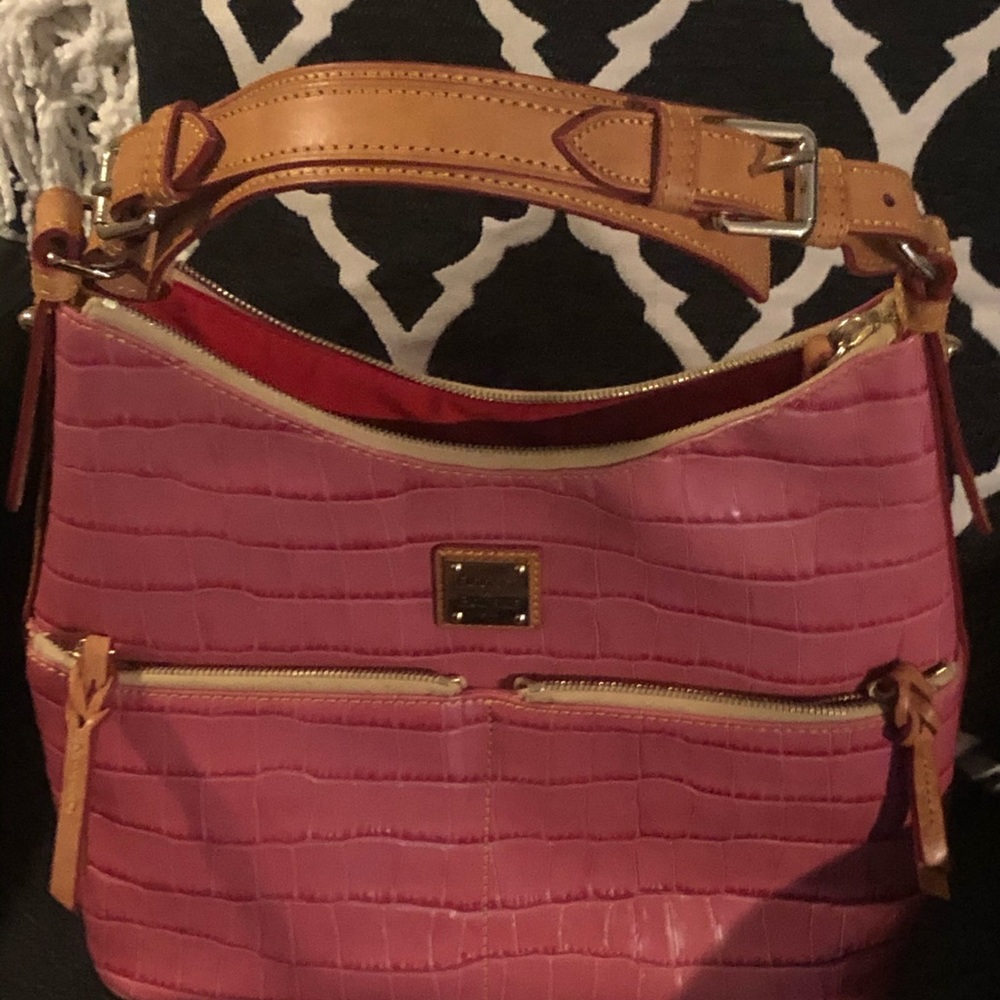 Pink leather tote